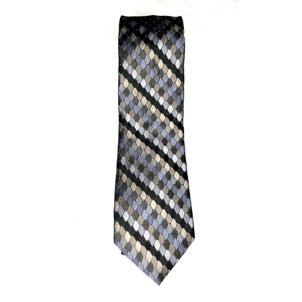 Calvin Klein Mens Classic Geometric Silk Tie Metallic Colors Cool Design MSRP$65 - Picture 8 of 11